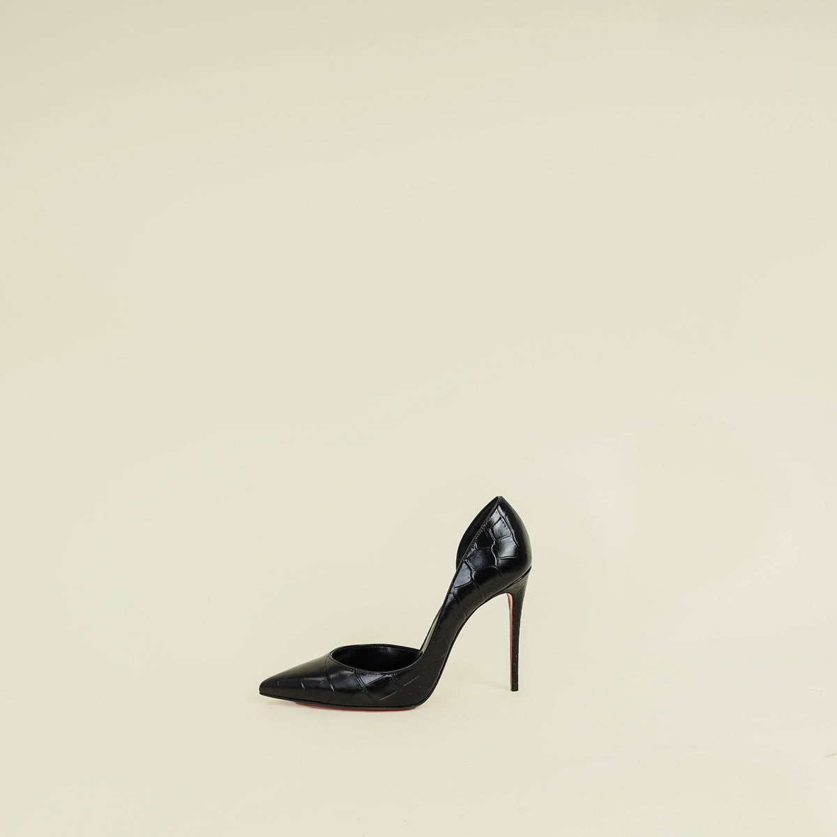 Christian Louboutin Black Iriza Croco Embossed 100 Pumps 37.5