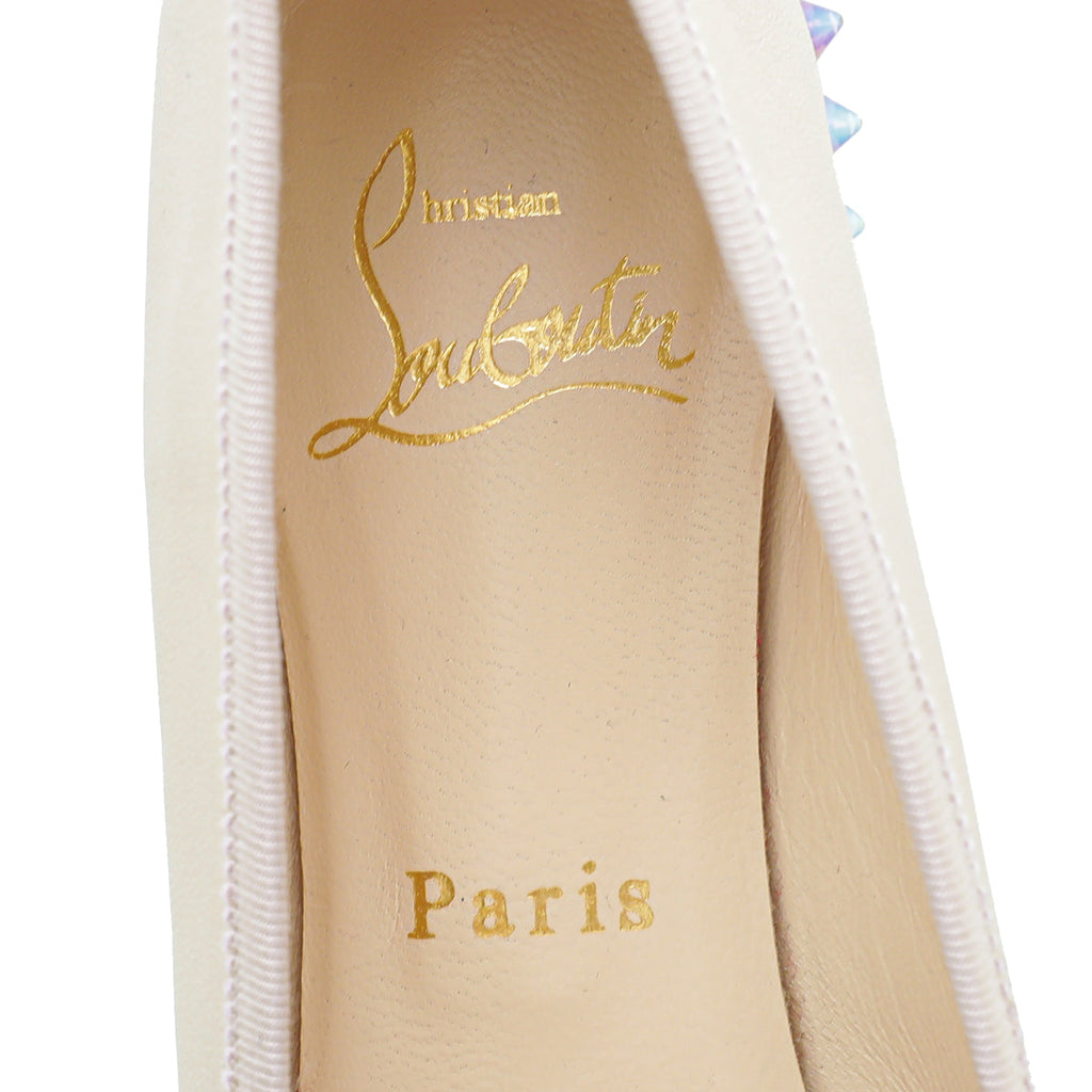 Christian Louboutin Metallic Beige Hall Leather Flat Ballerina 37