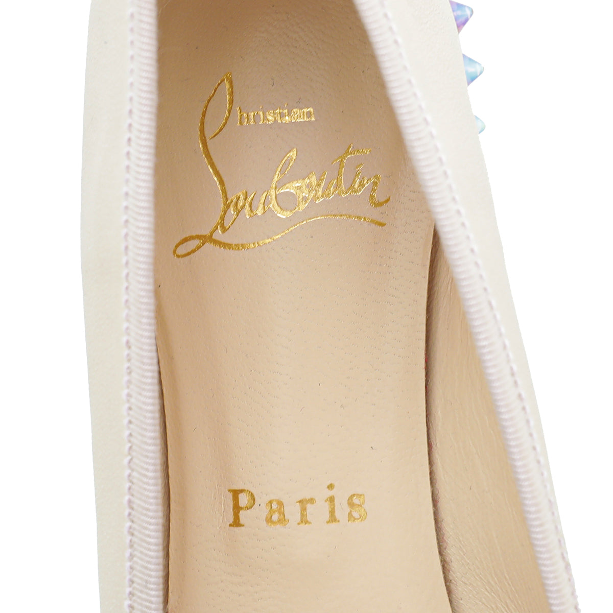 Christian Louboutin Metallic Beige Hall Leather Flat Ballerina 37