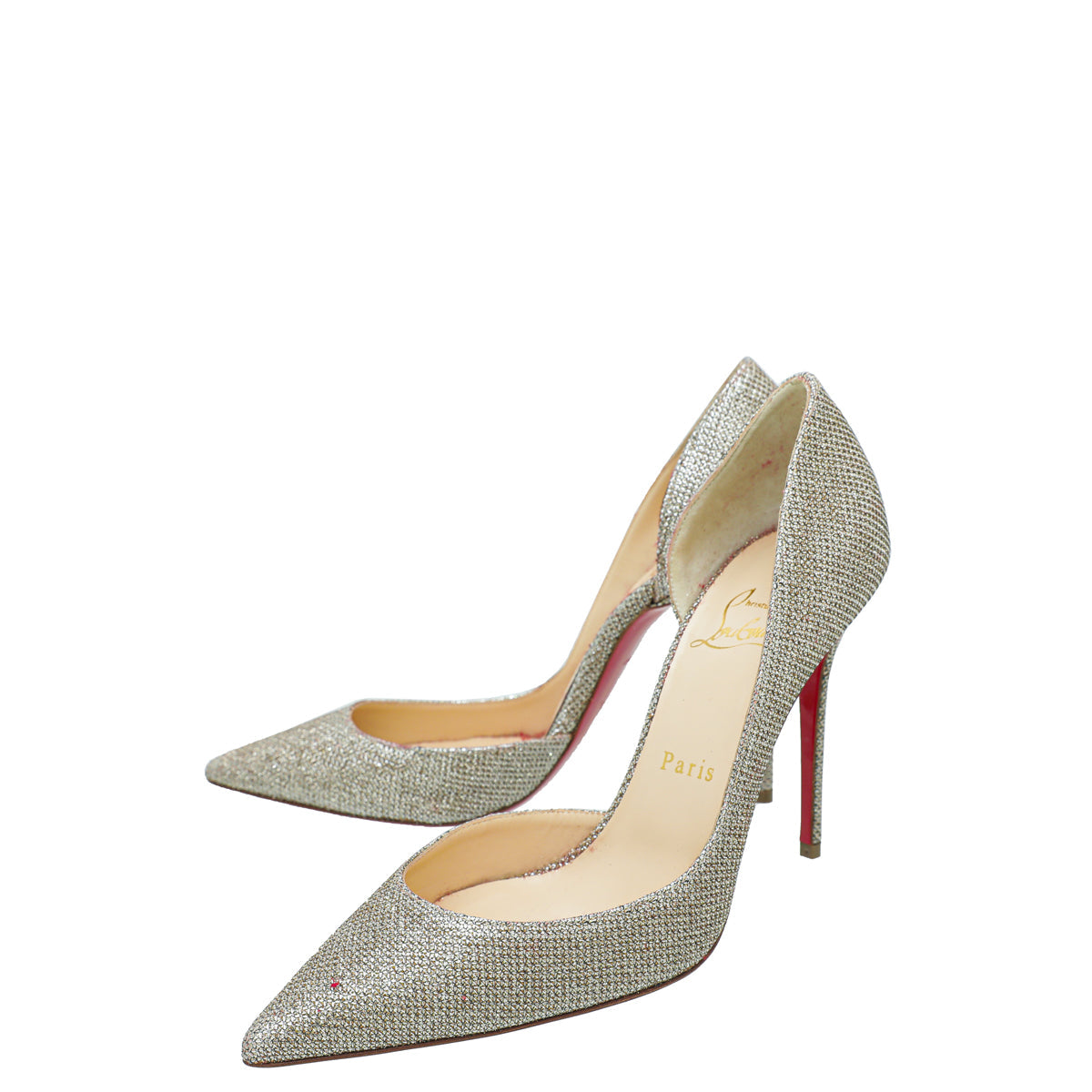 Christian Louboutin Metallic Gold/Silver Glitter Iriza 100 Pump 37