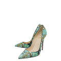Christian Louboutin Green Multicolor Printed Python Inferno So Kate Pumps 37