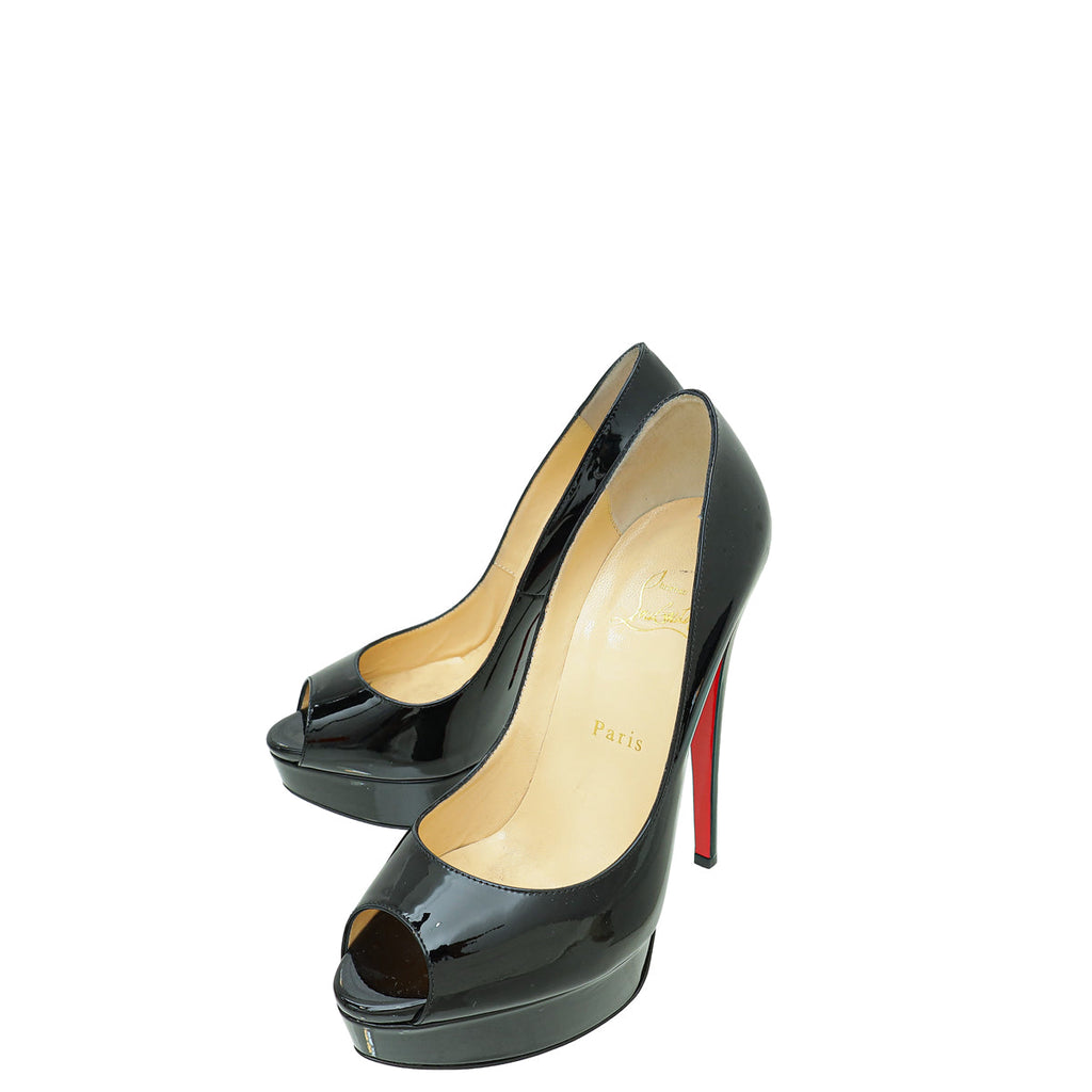 Christian Louboutin Black Lady Peep Pumps 37