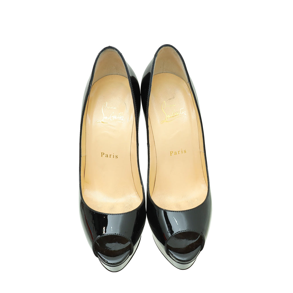 Christian Louboutin Black Lady Peep Pumps 37