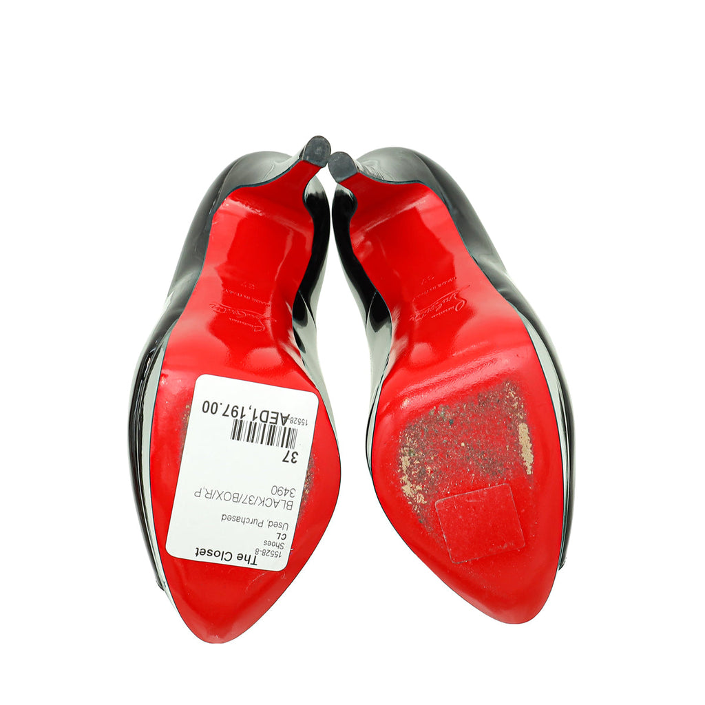 Christian Louboutin Black Lady Peep Pumps 37