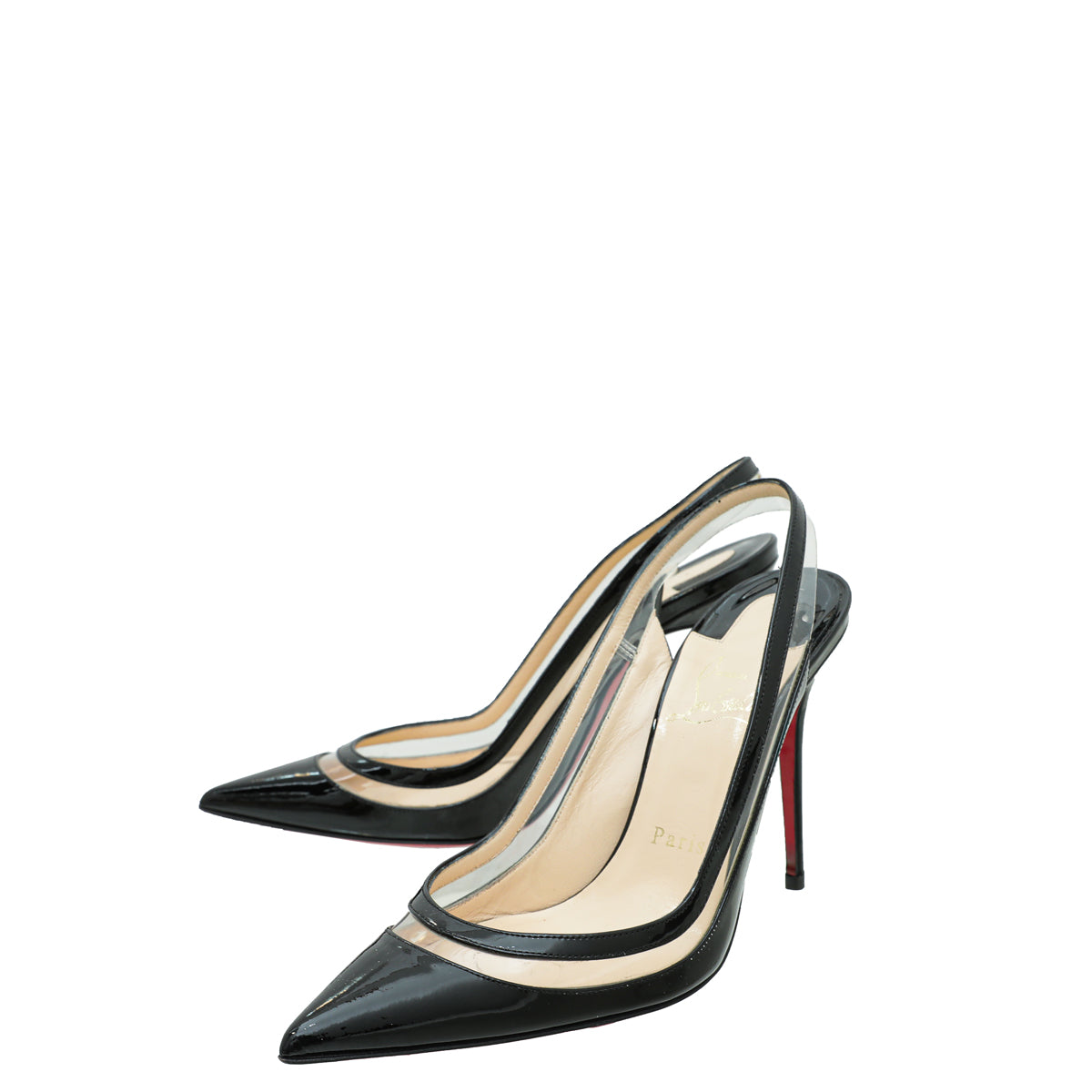 Christian Louboutin Black Calf PVC Paulina Slingback 37