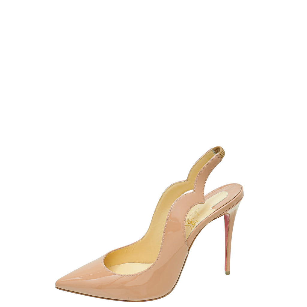 Christian Louboutin Nude Hot Chick Sling 100 Pumps 38.5
