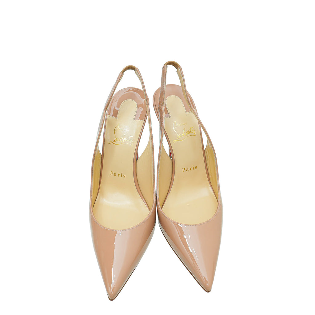 Christian Louboutin Nude Hot Chick Sling 100 Pumps 38.5
