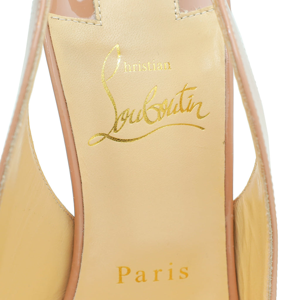 Christian Louboutin Nude Hot Chick Sling 100 Pumps 38.5