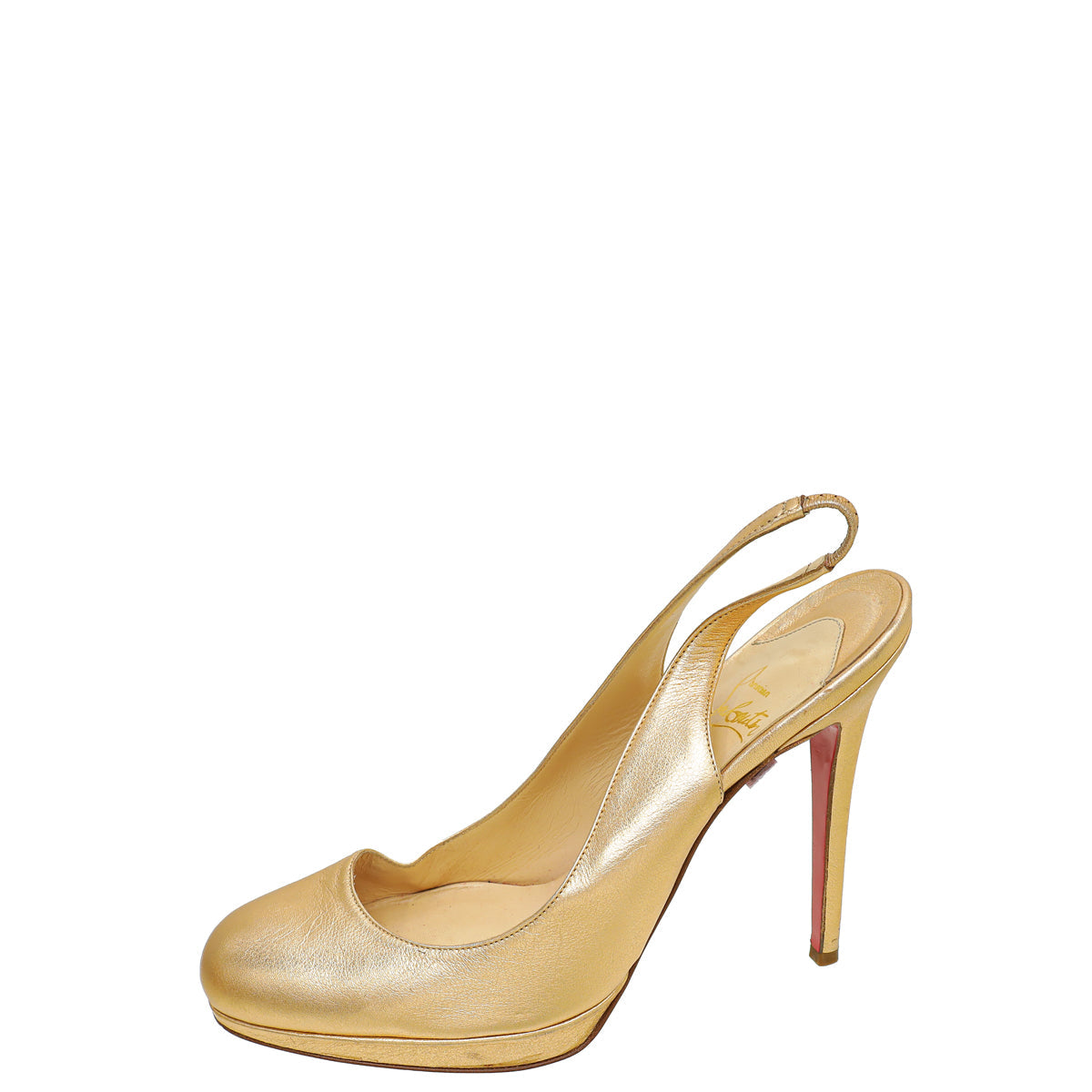 Christian Louboutin Metallic Rose Gold Platform Slingback Pump 39.5