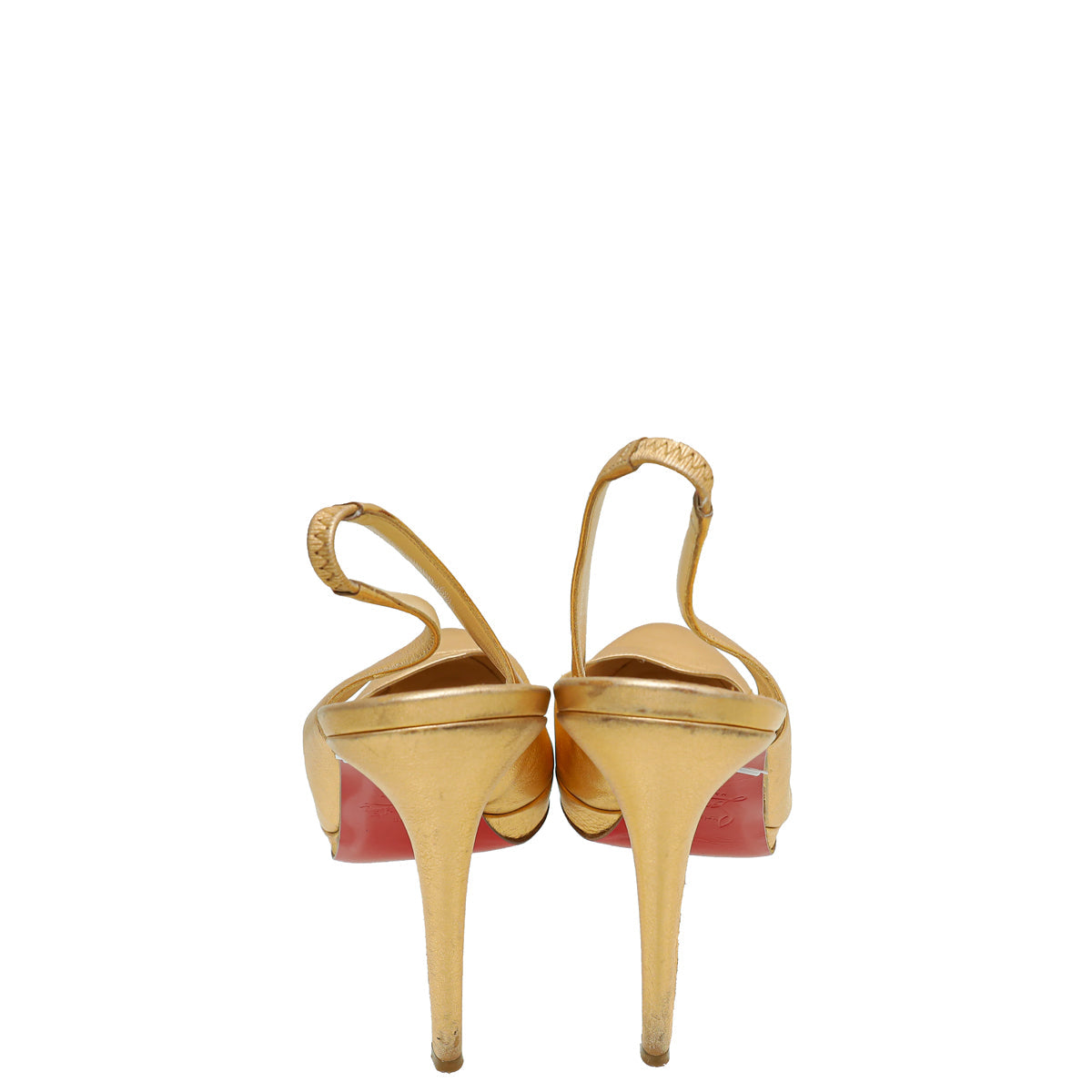 Christian Louboutin Metallic Rose Gold Platform Slingback Pump 39.5