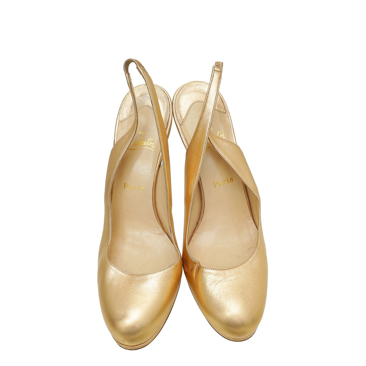 Christian Louboutin Metallic Rose Gold Platform Slingback Pump 39.5