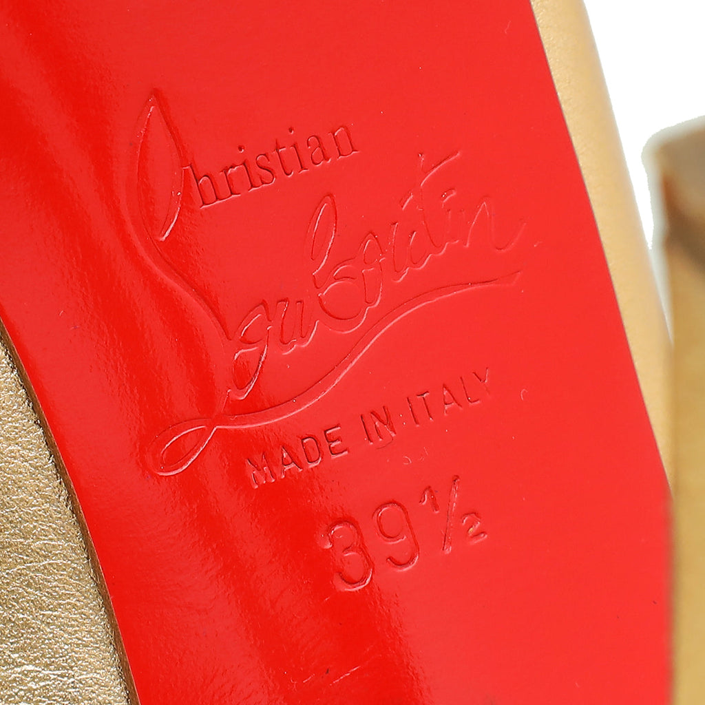 Christian Louboutin Metallic Rose Gold Platform Slingback Pump 39.5