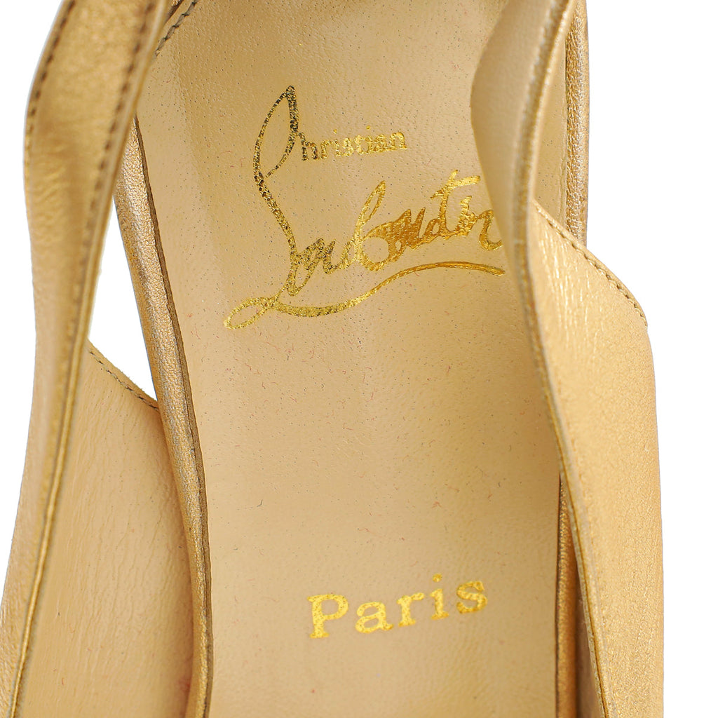 Christian Louboutin Metallic Rose Gold Platform Slingback Pump 39.5