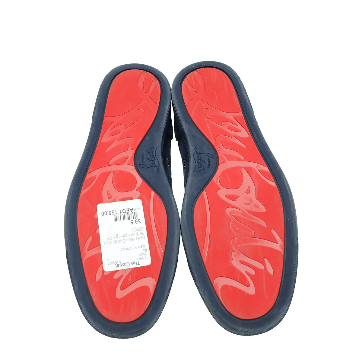 Christian Louboutin Navy Blue Louis Junior Spike Sneakers 39.5