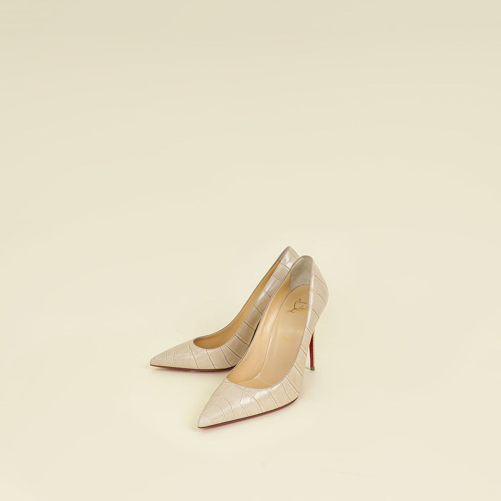 Christian Louboutin Beige Kate Croco Embossed Pump 39