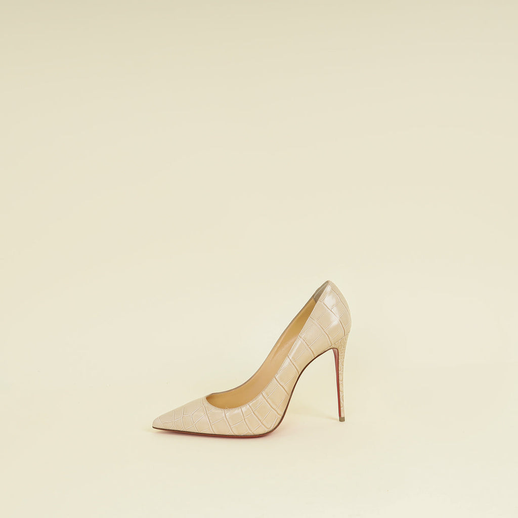 Christian Louboutin Beige Kate Croco Embossed Pump 39