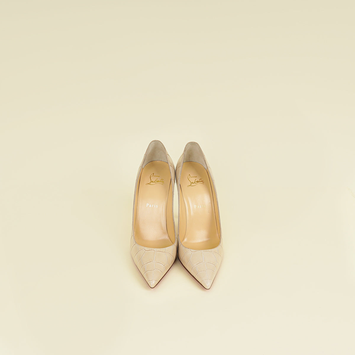 Christian Louboutin Beige Kate Croco Embossed Pump 39