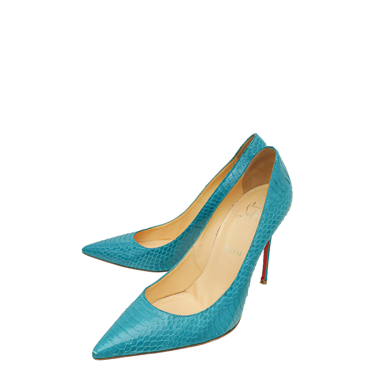 Christian Louboutin Turquoise Python So Kate Pump 40.5