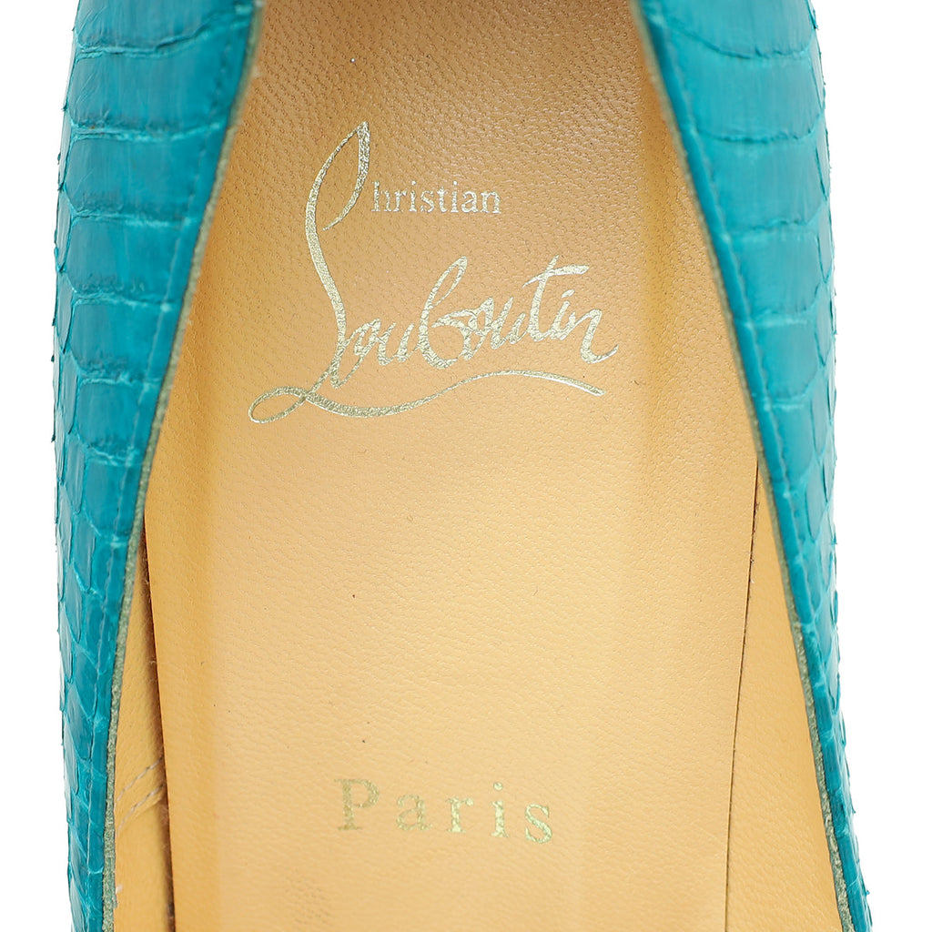 Christian Louboutin Turquoise Python So Kate Pump 40.5