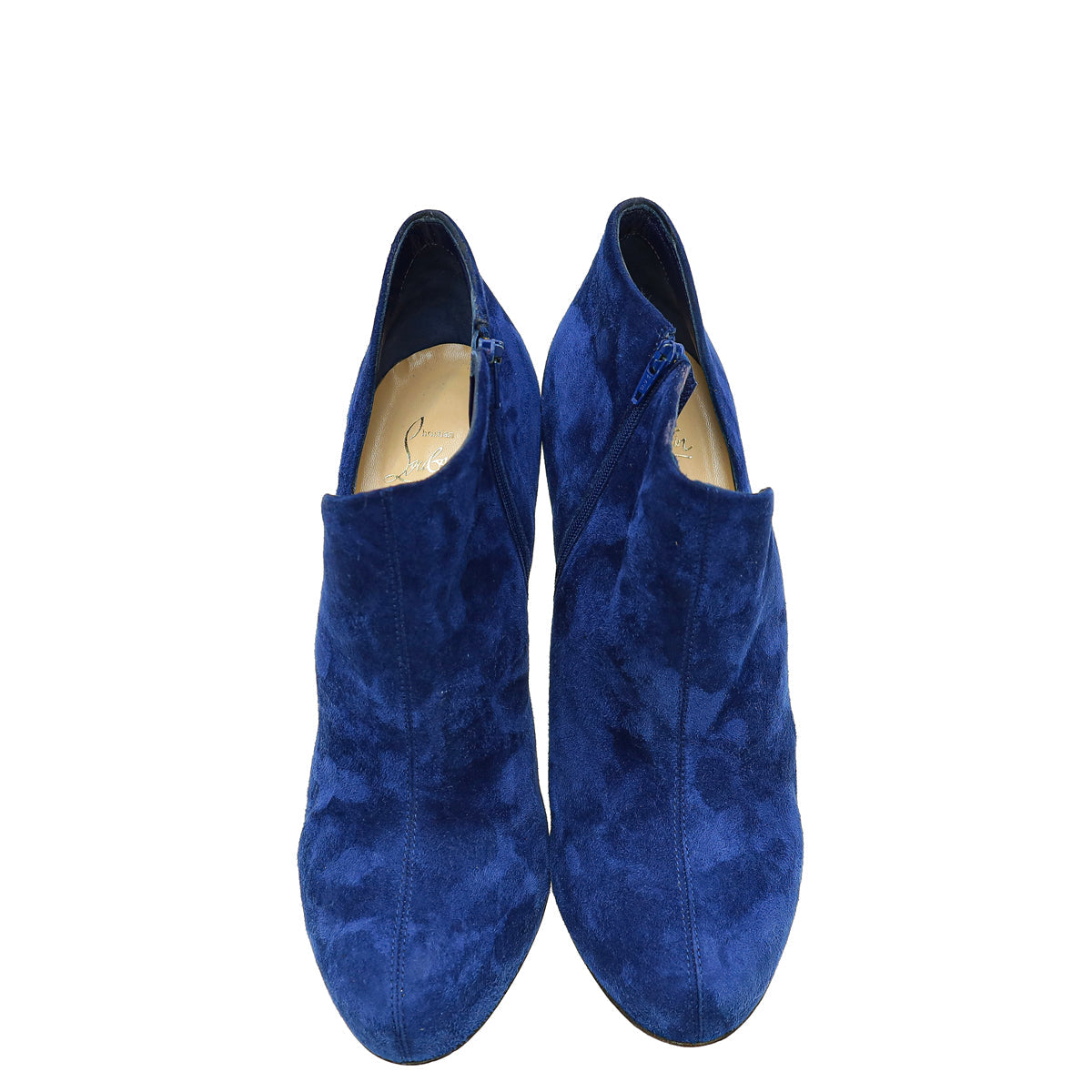 Christian Louboutin Blue Suede Side Zip Ankle High Boot 40
