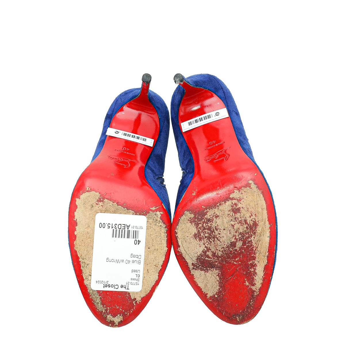 Christian Louboutin Blue Suede Side Zip Ankle High Boot 40