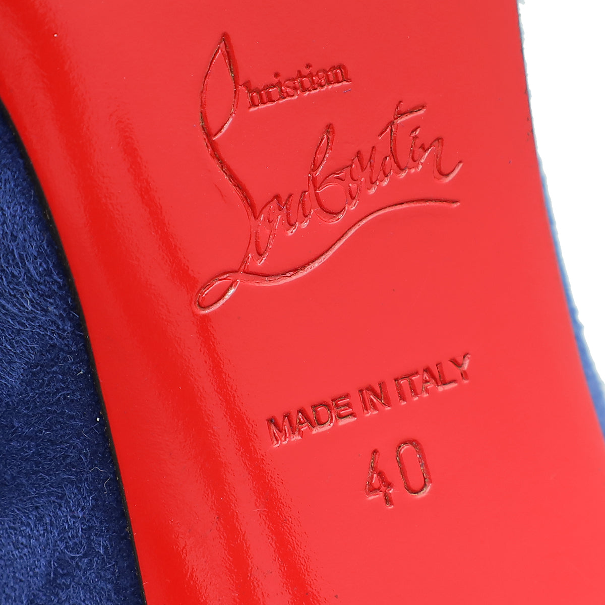 Christian Louboutin Blue Suede Side Zip Ankle High Boot 40