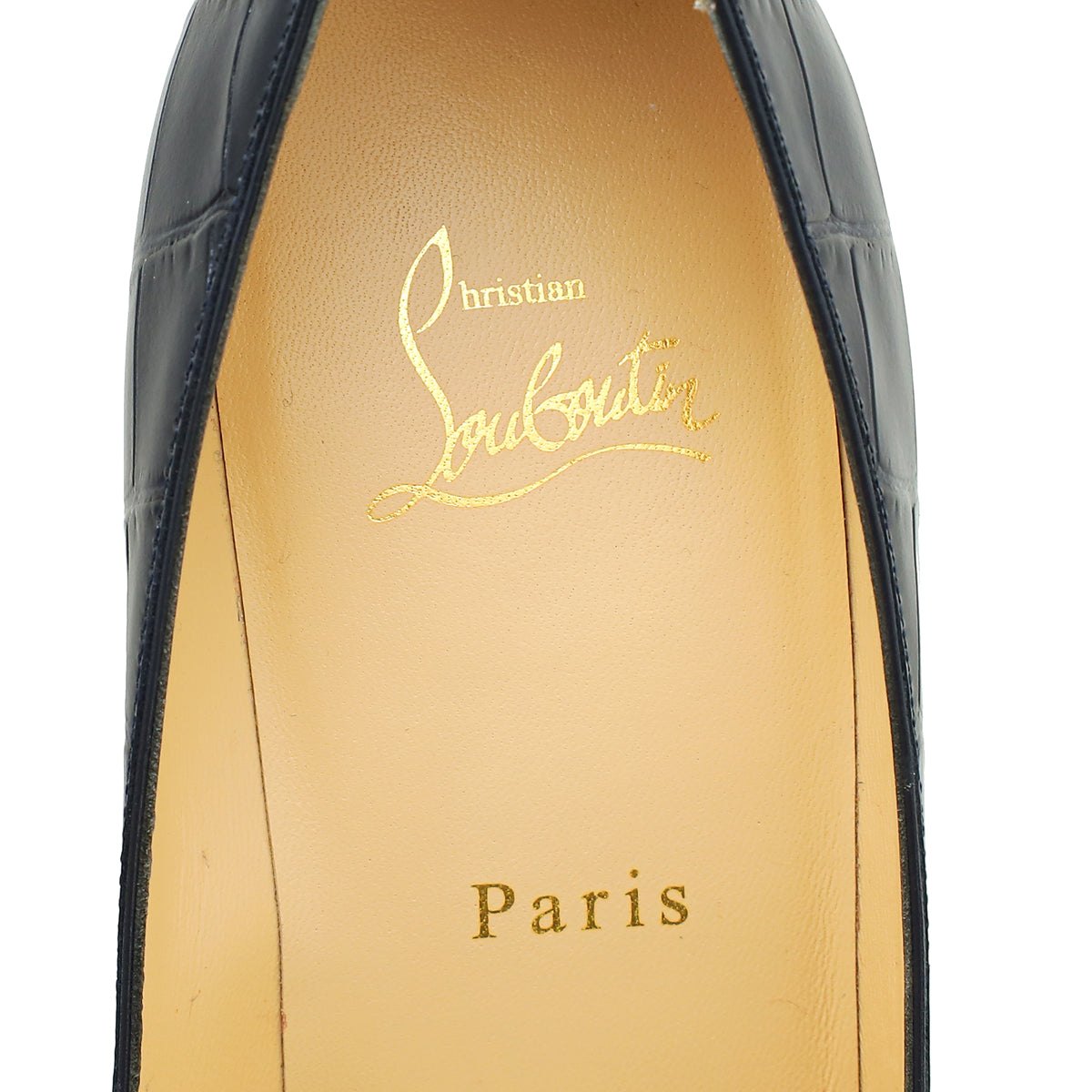 Christian Louboutin Navy Blue Croco-Embossed Kate 110mm Pump 40