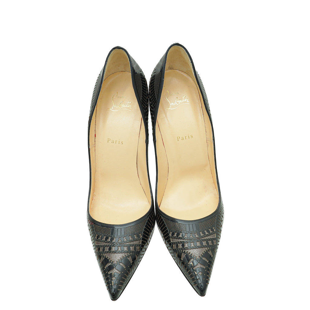 Christian Louboutin Bicolor Laser Cut Kristali Pointed Toe 130 Pumps 42