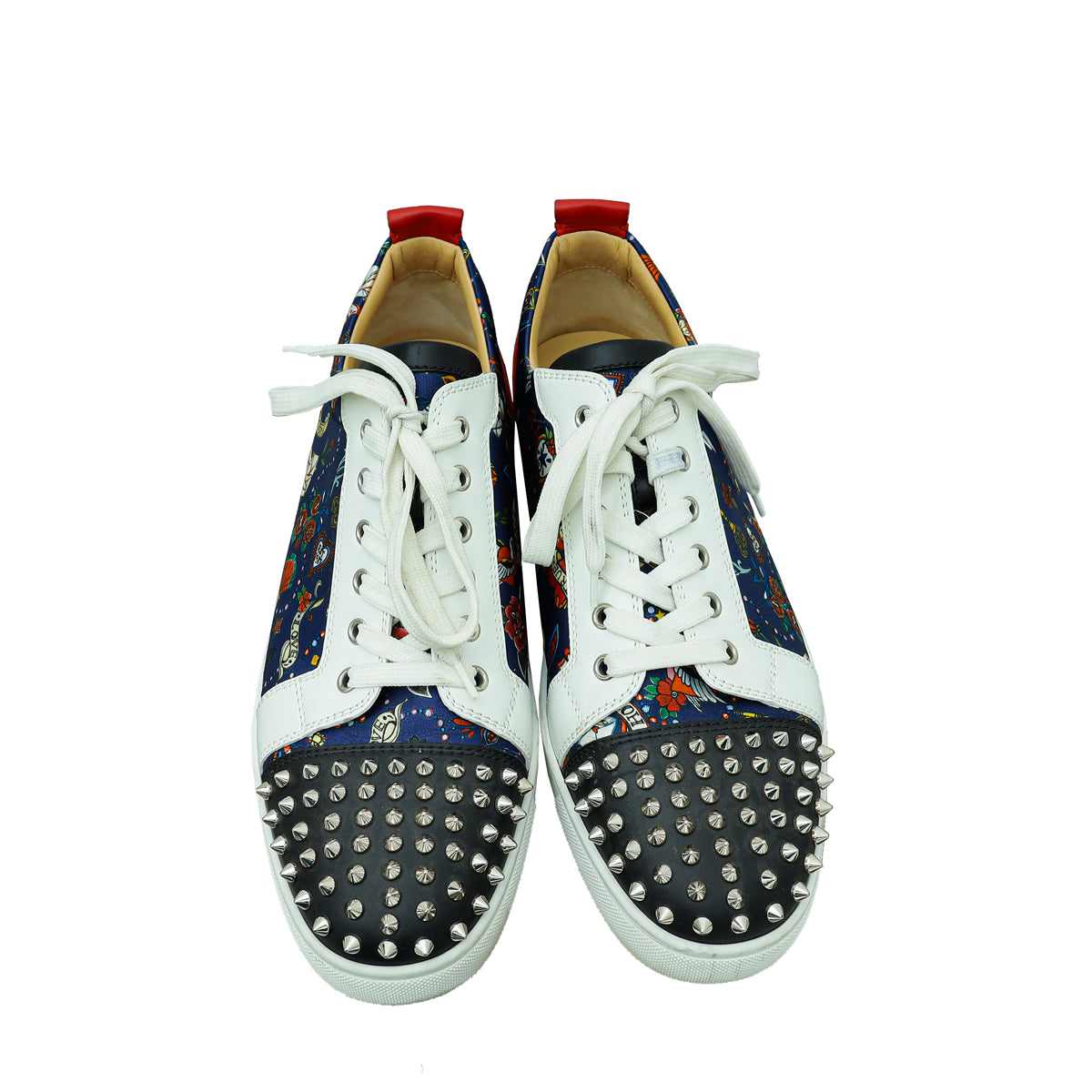 Christian Louboutin Multicolor Floral Print Satin Louis Spike Orlato 45