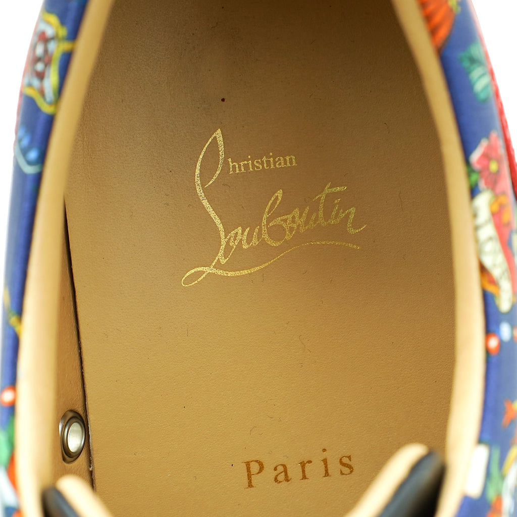 Christian Louboutin Multicolor Floral Print Satin Louis Spike Orlato 45