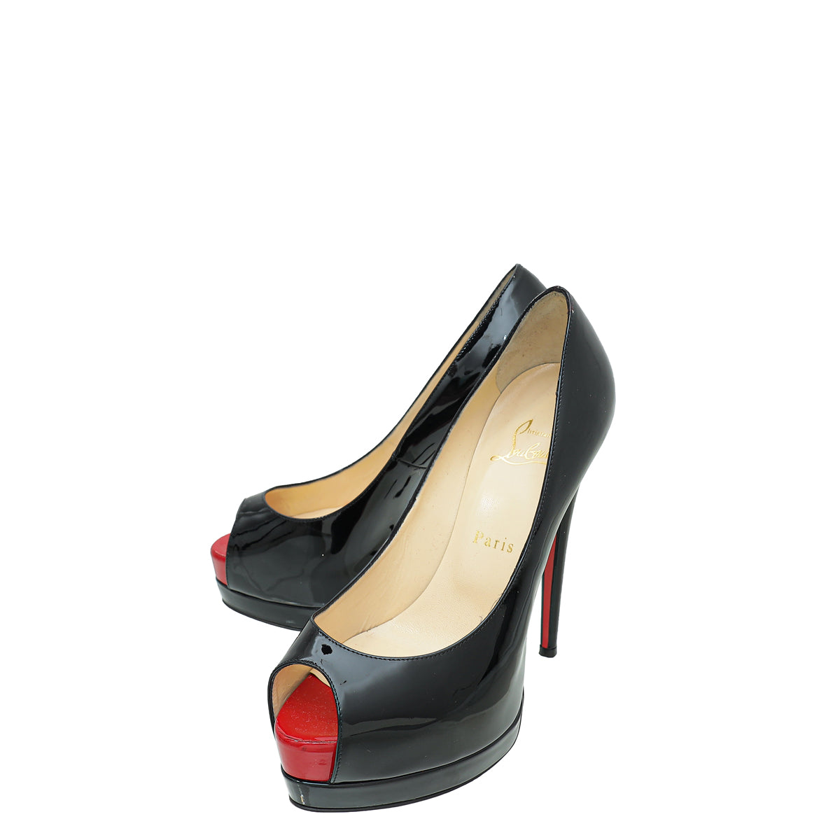Christian Louboutin Black Lady Peep Toe Pump 37