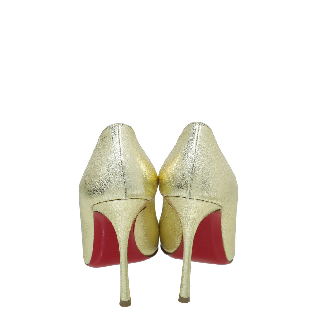 Christian Louboutin Gold Decoltish 100 Nappa Pepite Pumps 35
