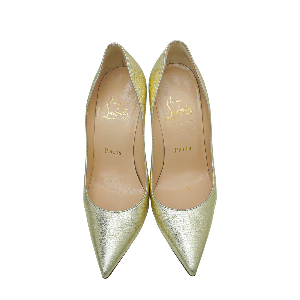 Christian Louboutin Gold Decoltish 100 Nappa Pepite Pumps 35
