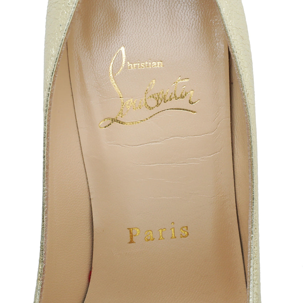 Christian Louboutin Gold Decoltish 100 Nappa Pepite Pumps 35