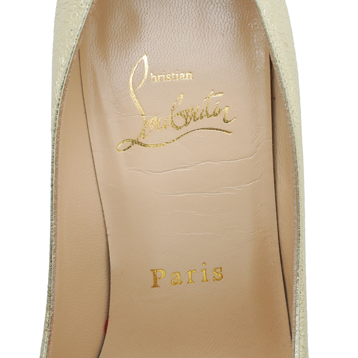 Christian Louboutin Gold Decoltish 100 Nappa Pepite Pumps 35
