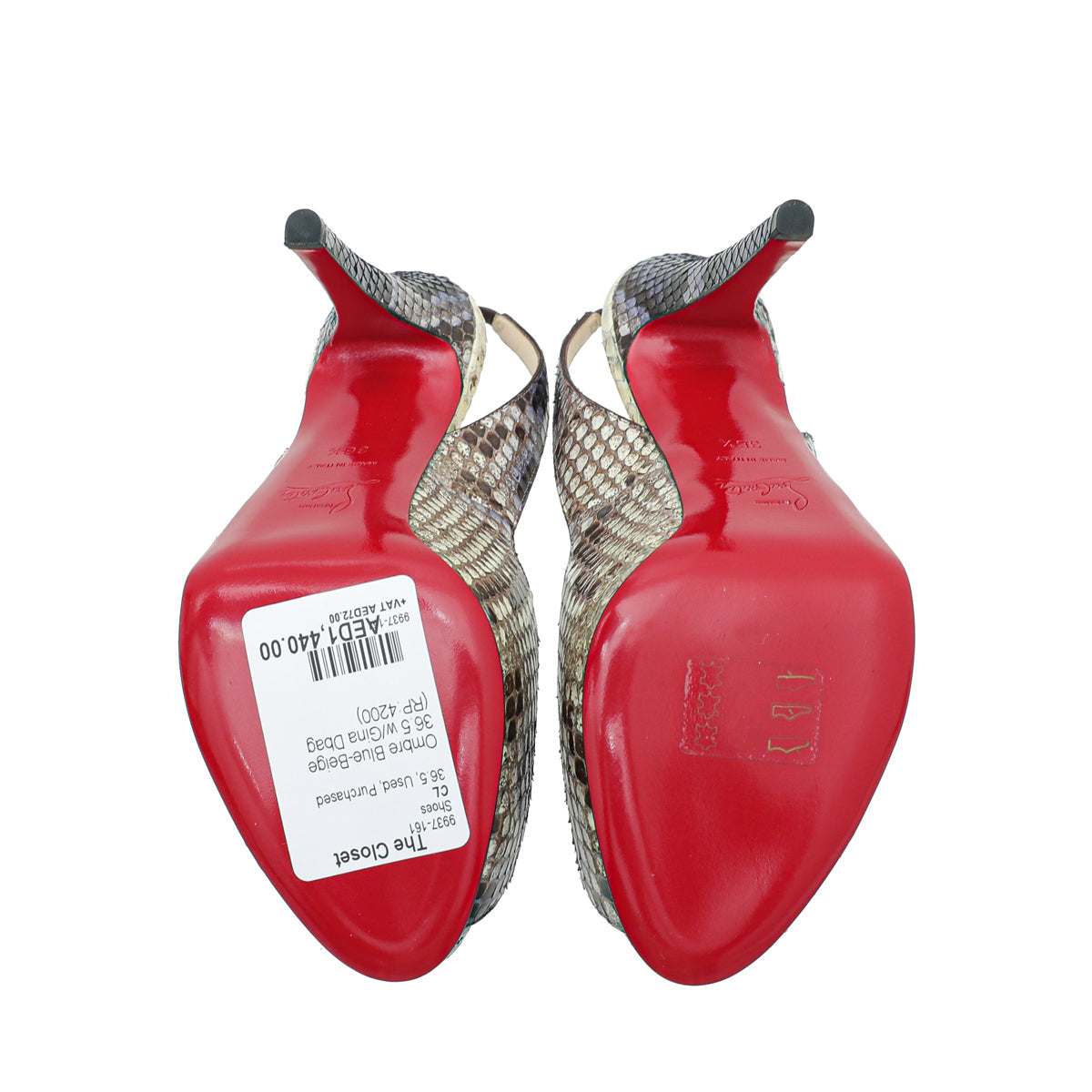 Christian Louboutin Bicolor Python No Prive 120 Pump 36.5