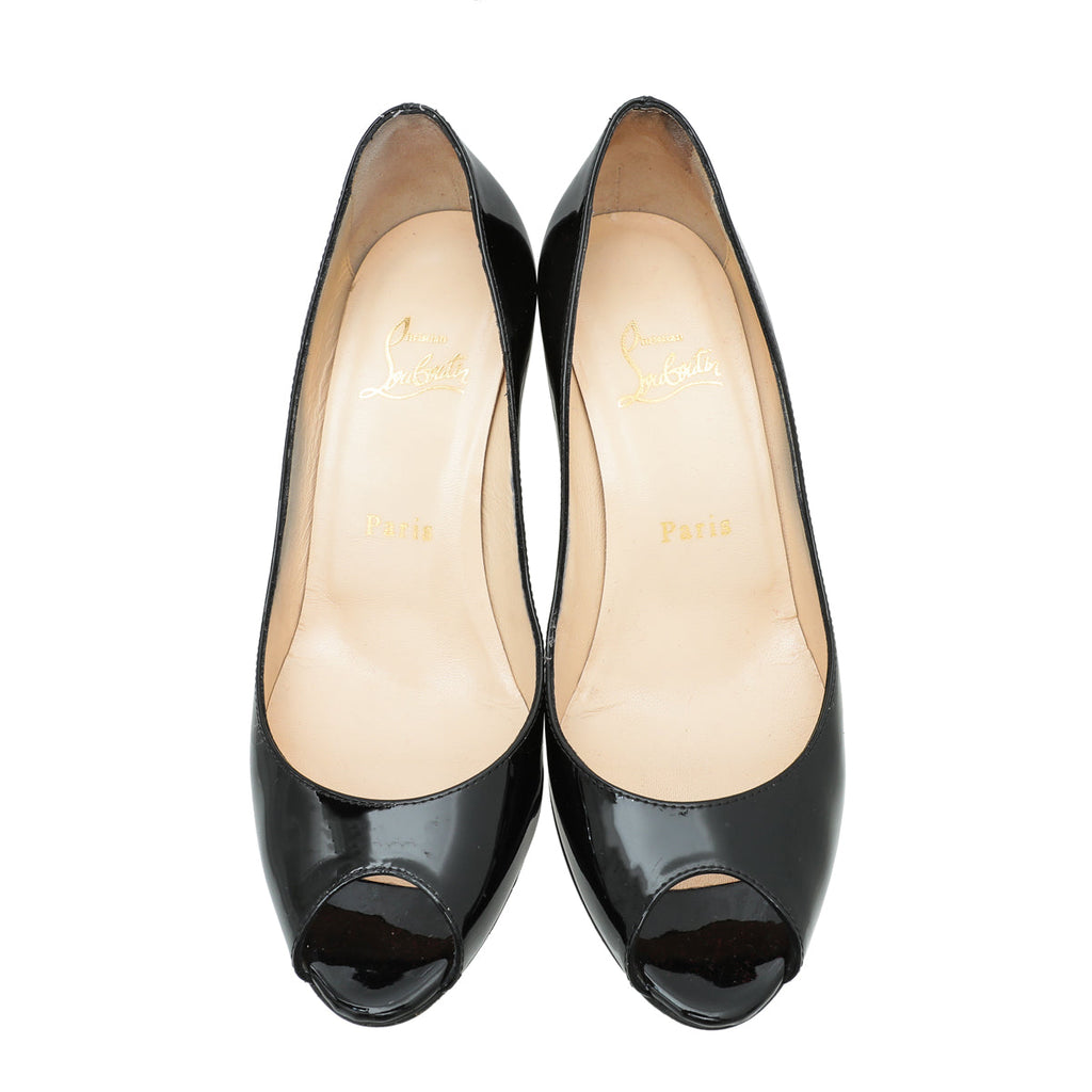 Christian Louboutin Black Youpi Peep Toe Pump 36.5