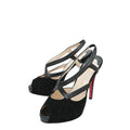 Christian Louboutin Suede Peep Toe Cross Slingback 37.5