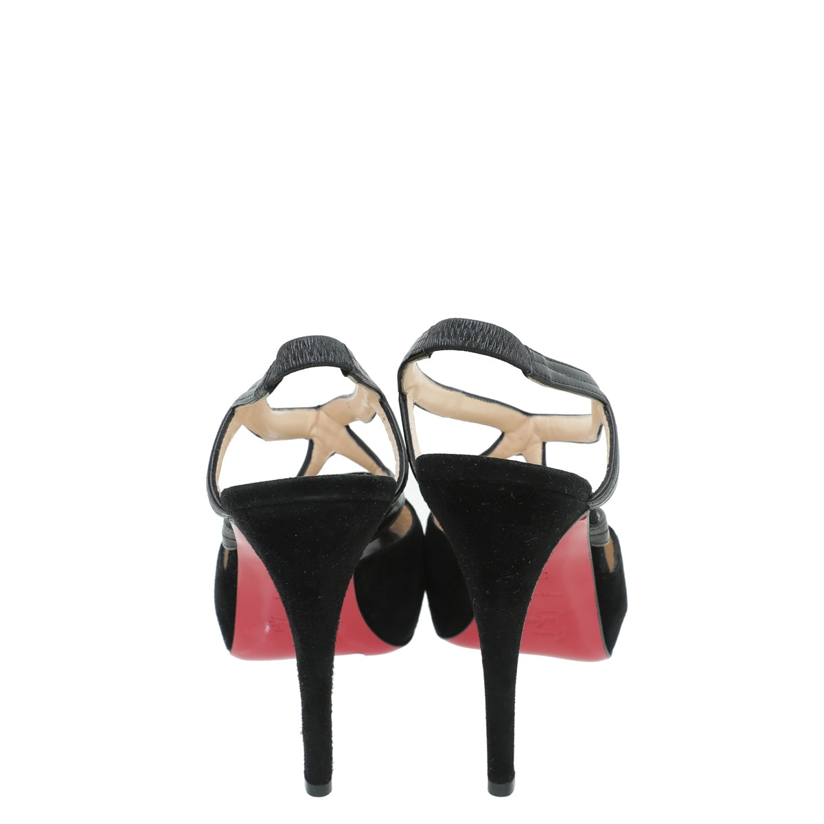 Christian Louboutin Suede Peep Toe Cross Slingback 37.5