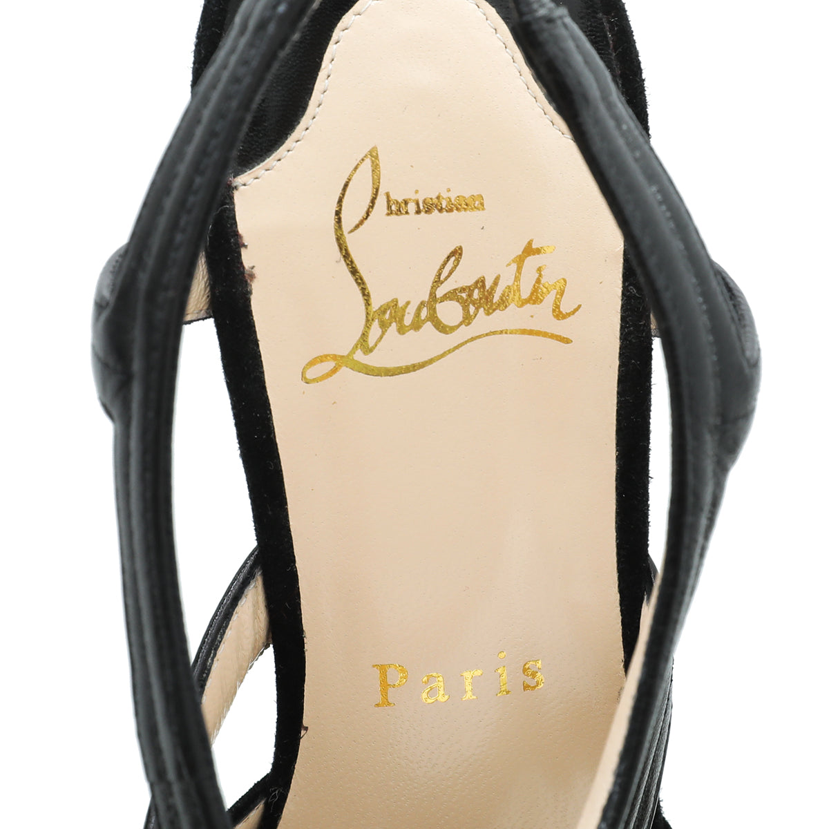 Christian Louboutin Suede Peep Toe Cross Slingback 37.5