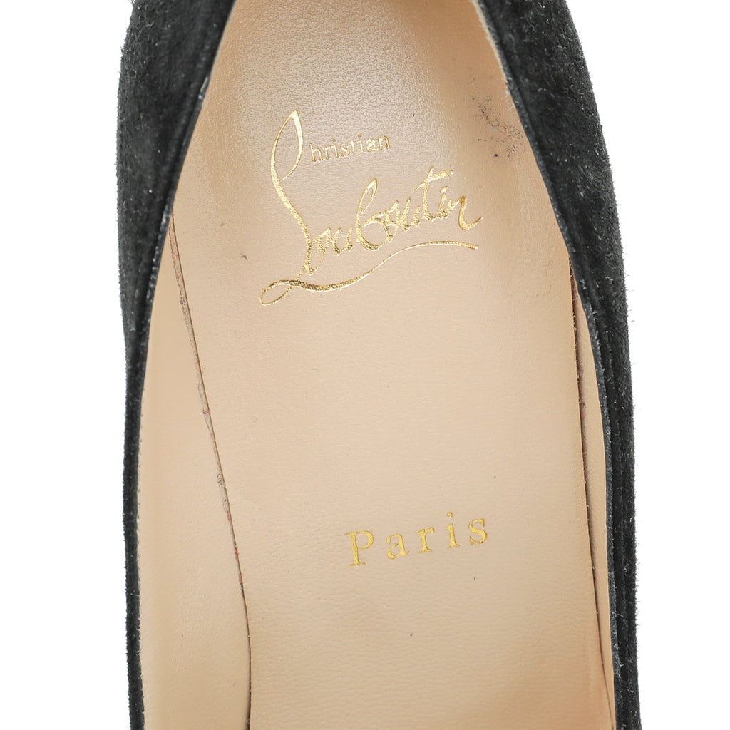 Christian Louboutin Black Veau Velours Drama 100 Pumps 38.5