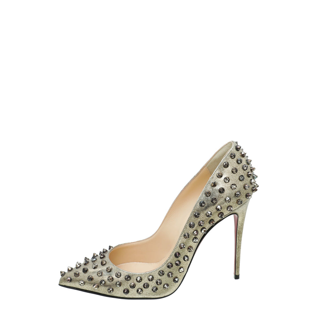 Christian Louboutin Metallic Champagne Spike Pigalle Pump 38.5