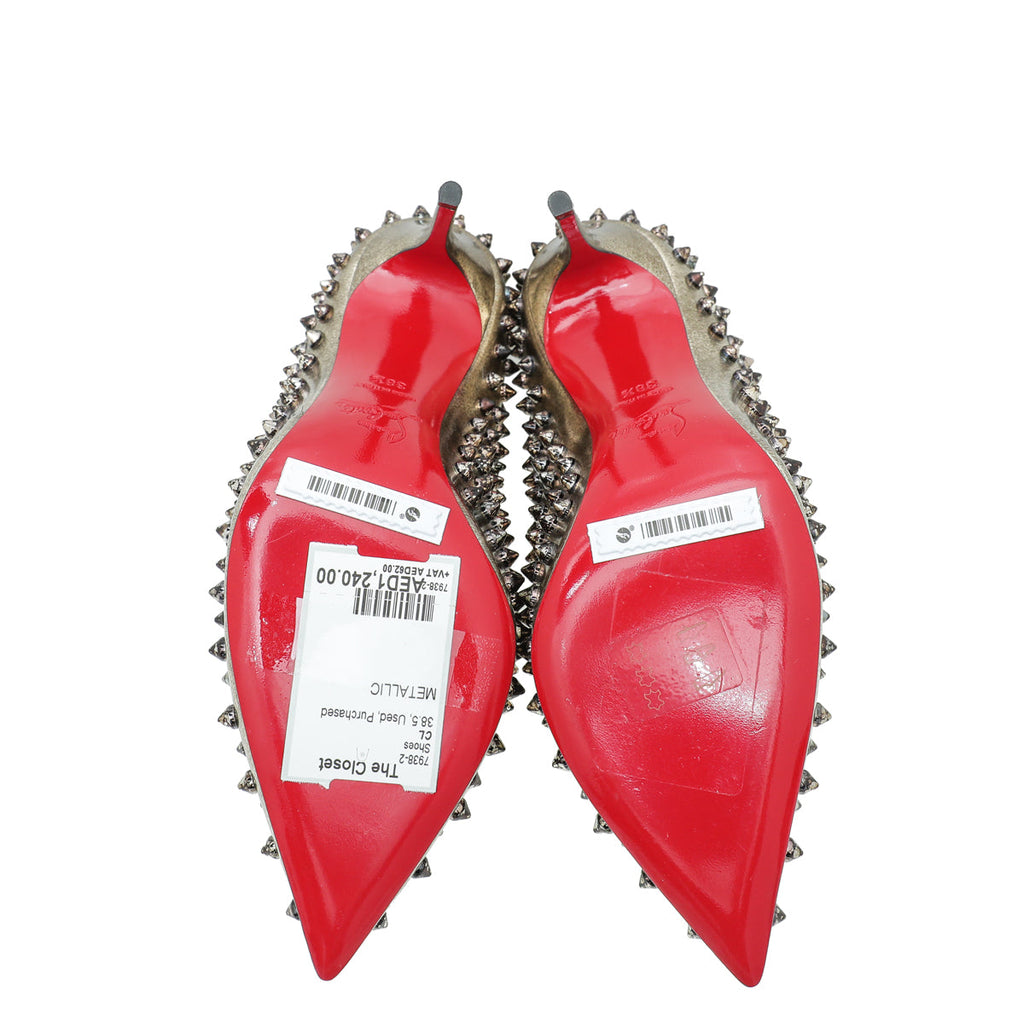 Christian Louboutin Metallic Champagne Spike Pigalle Pump 38.5