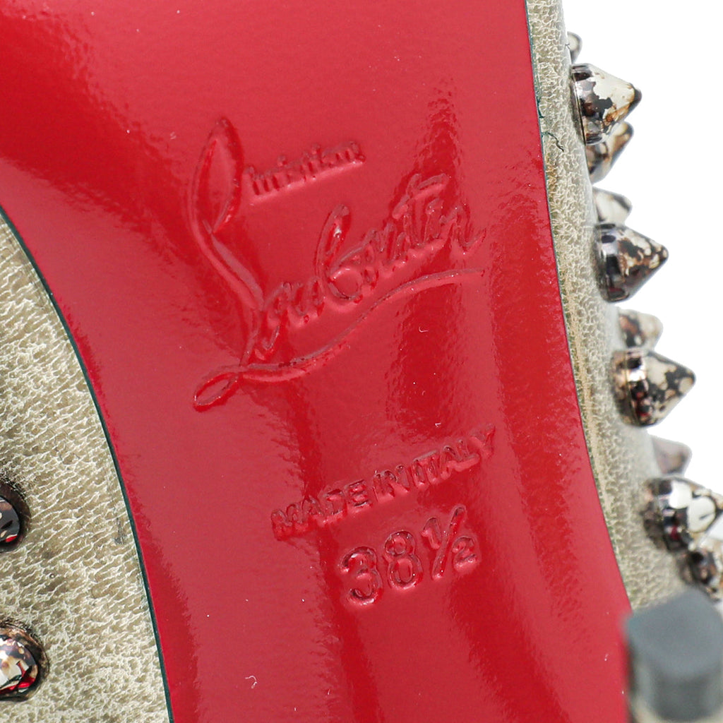 Christian Louboutin Metallic Champagne Spike Pigalle Pump 38.5