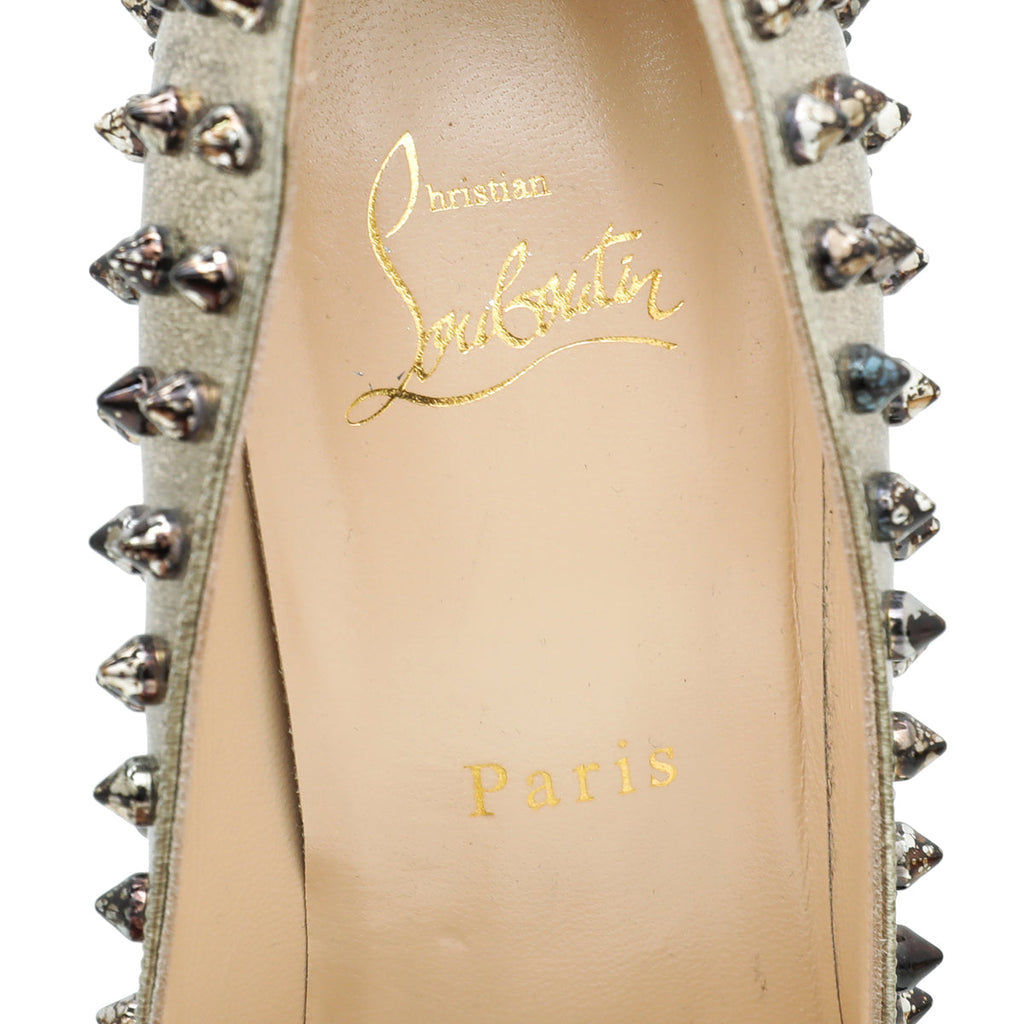 Christian Louboutin Metallic Champagne Spike Pigalle Pump 38.5