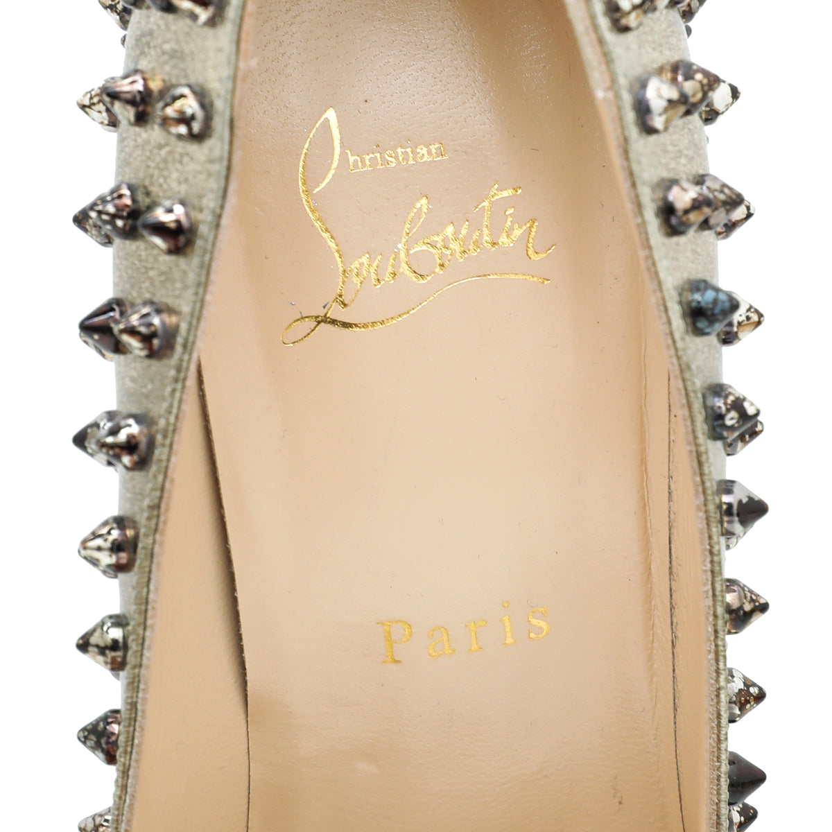 Christian Louboutin Metallic Champagne Spike Pigalle Pump 38.5