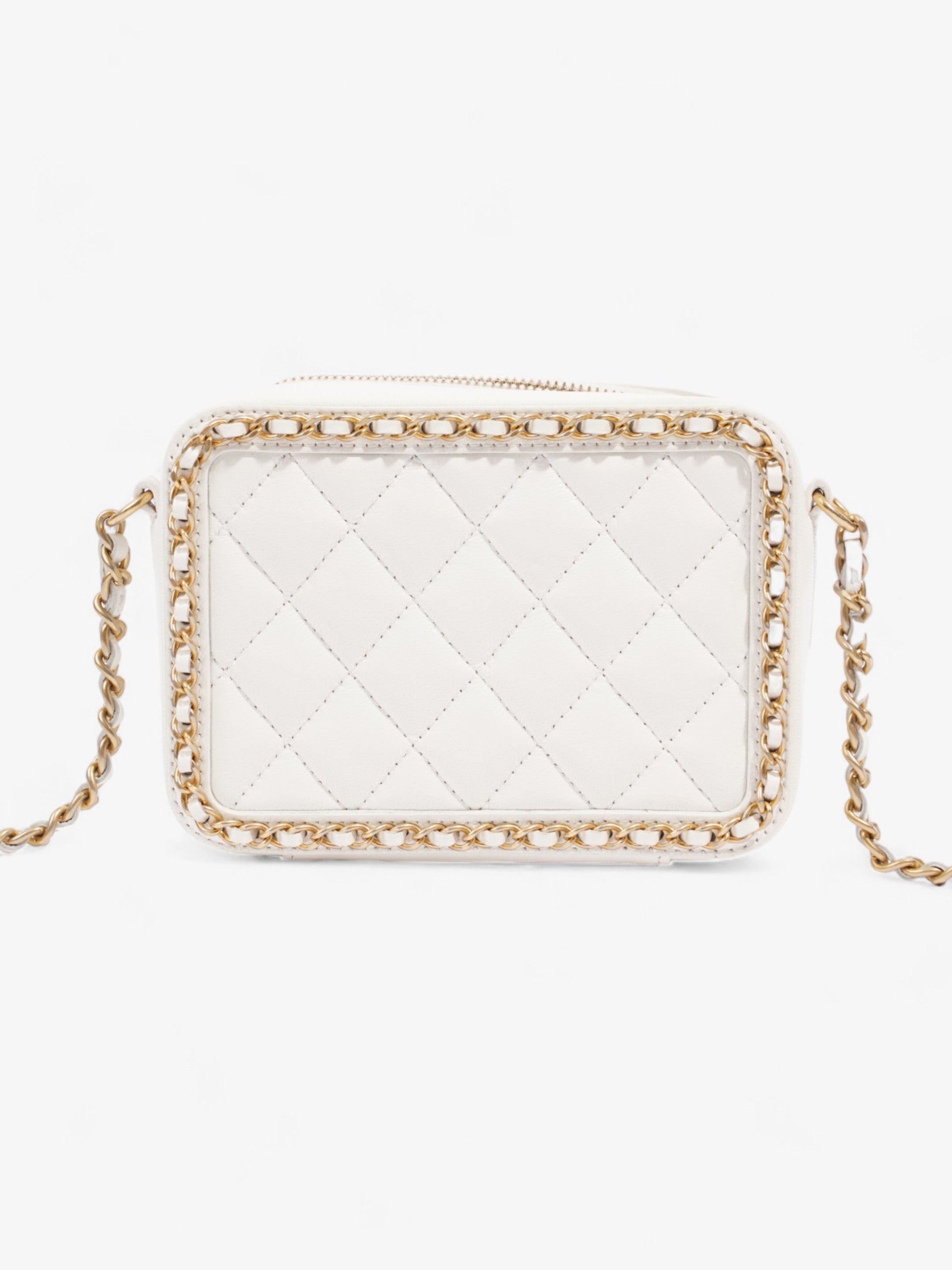 Chanel Vanity Bag White Leather Small
