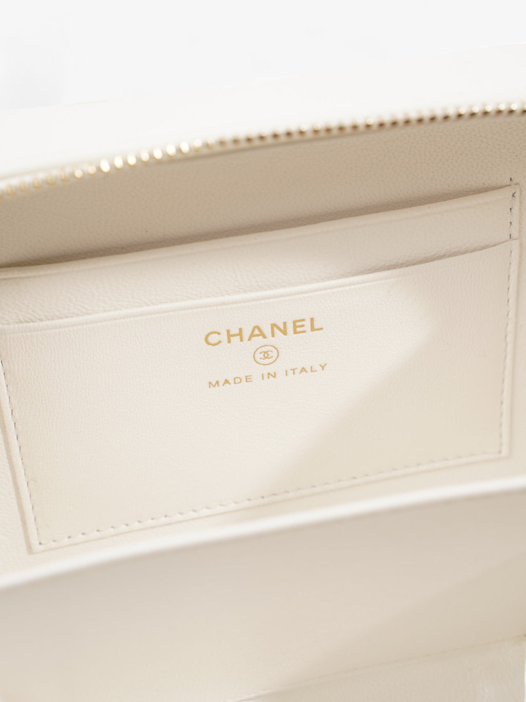 Chanel Vanity Bag White Leather Small