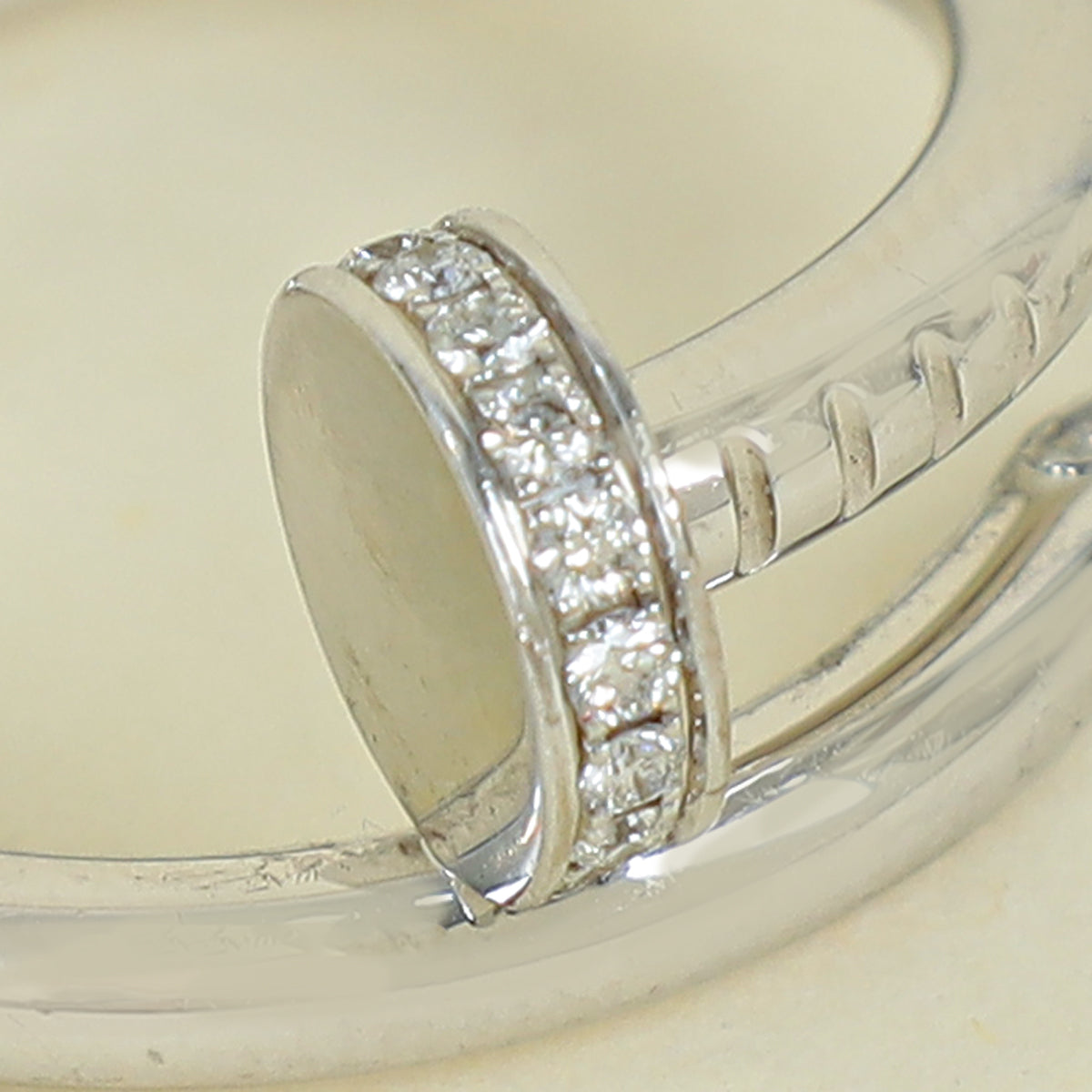 Cartier 18K White Gold Diamonds Classic Model Juste un Clou Ring 52