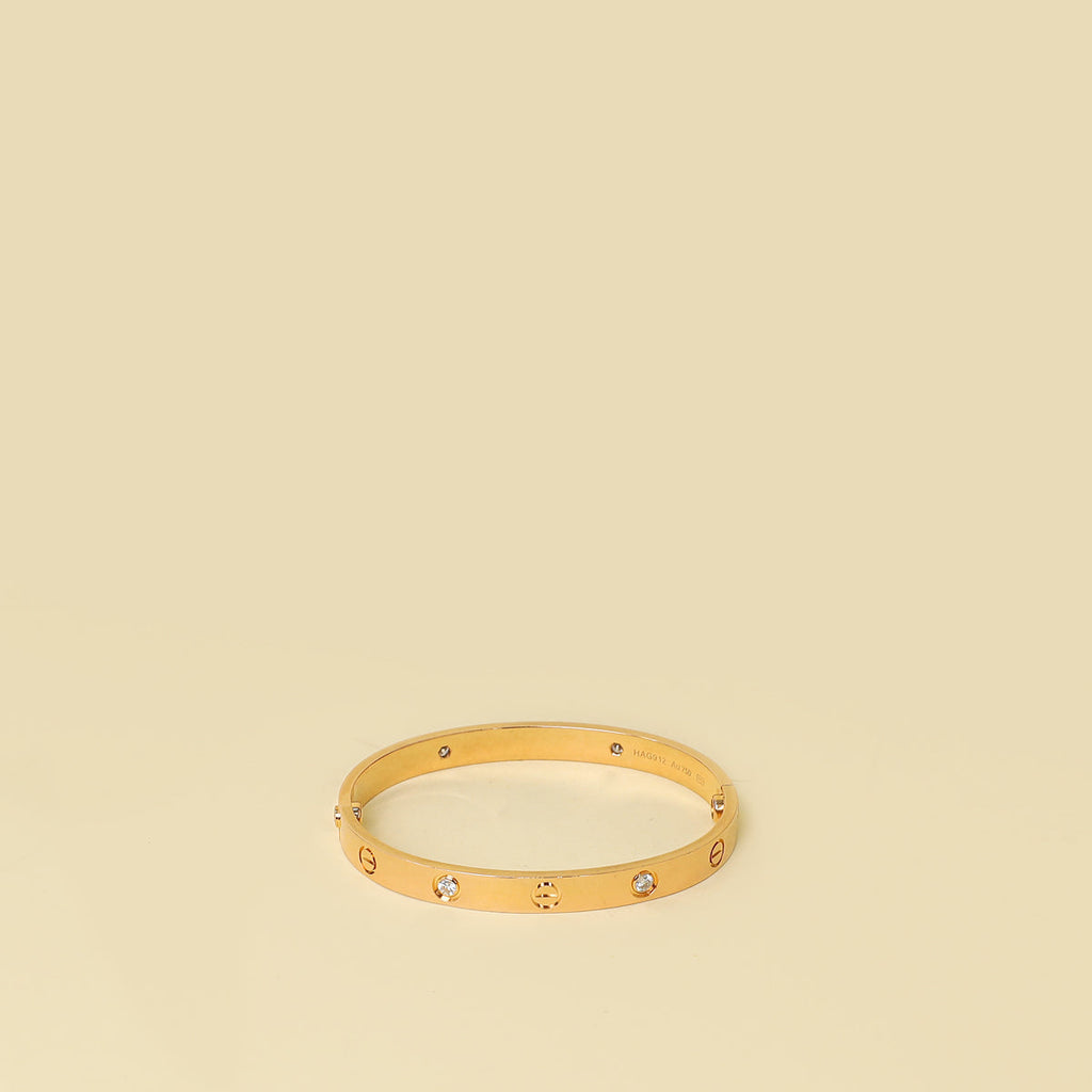 Cartier 18K Rose Gold Love Classic Model 4 Diamond Bracelet 17